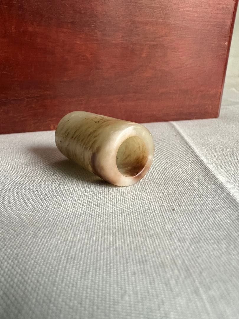 玉製 筒形置物 天然石 中国美術