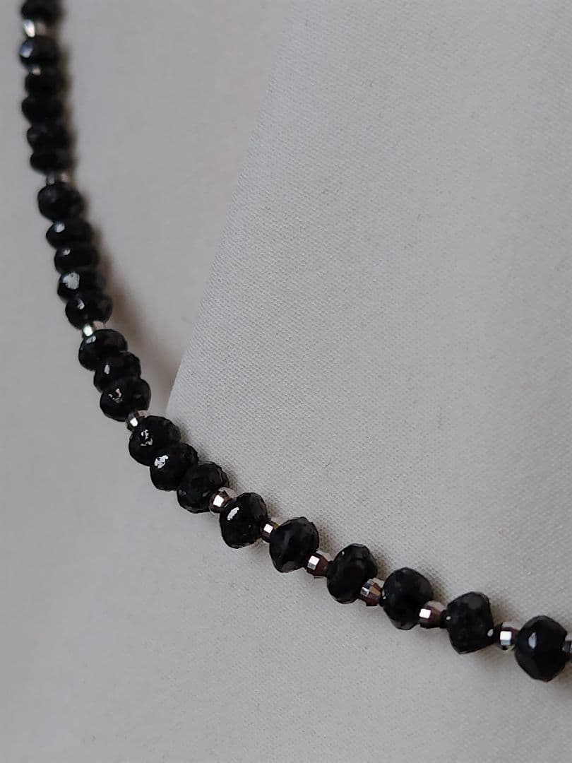 K18WG 30ct ブラックダイヤ ネックレス　K18WGミラーカット