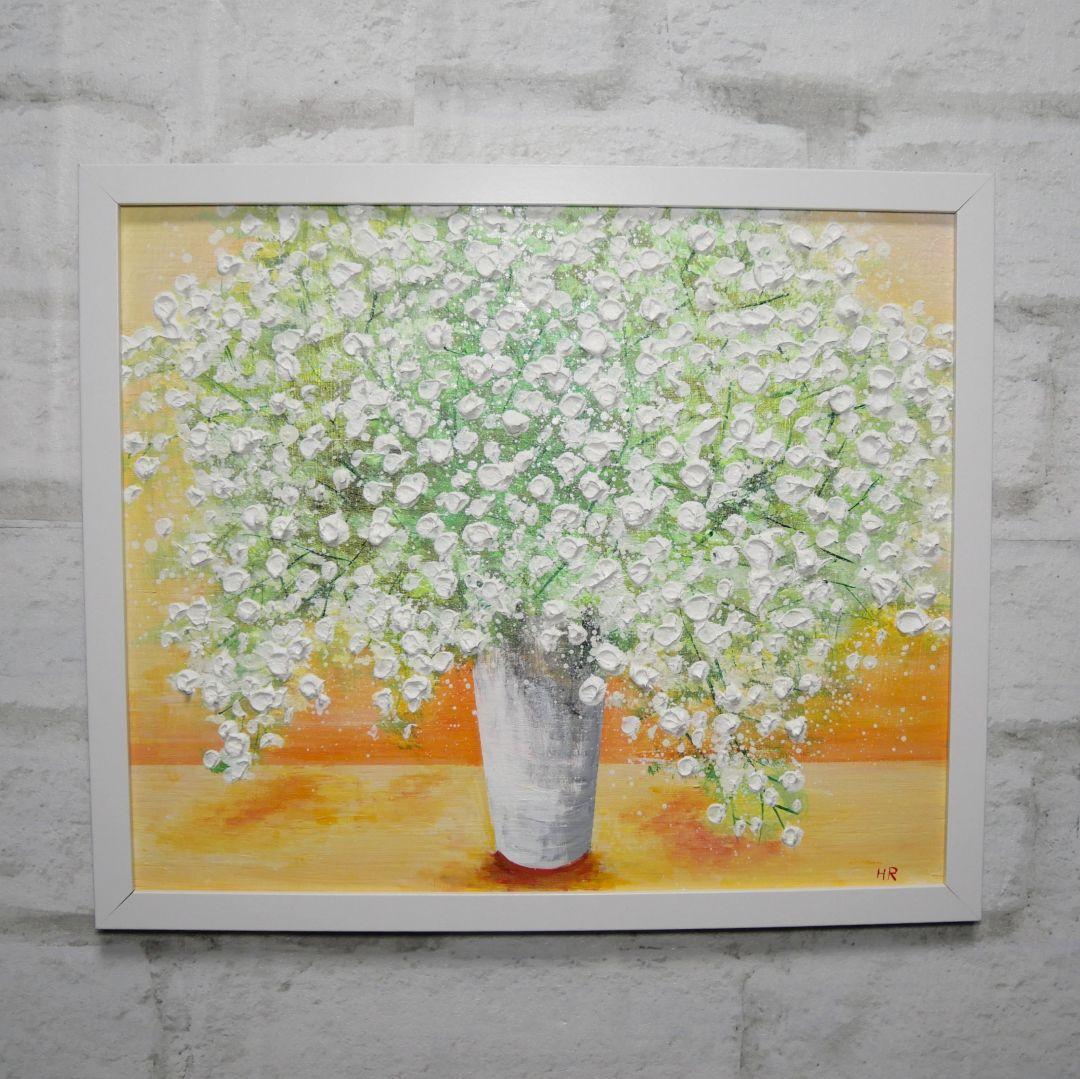 油絵 油彩 油彩画 絵 絵画【かすみ草】