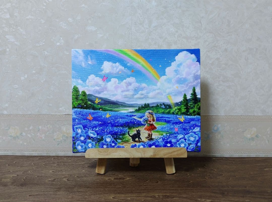 K*Z様 【青い花が輝く日】アクリル画 F3 風景画 絵画