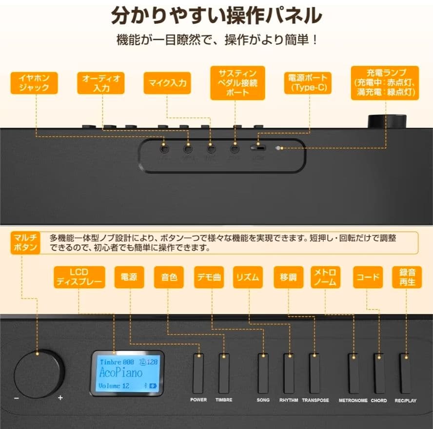 折畳み電子ピアノAcoustic Piano【新品未使用】