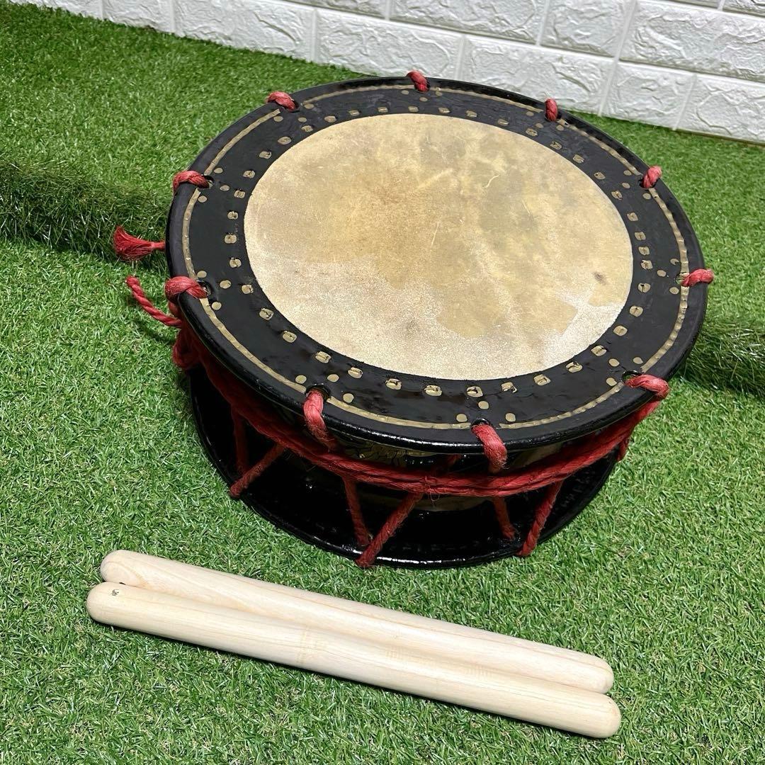 伝統芸能 締太鼓 和太鼓 バチ付き 打面３４cm 和楽器 打楽器 お祭り 練習