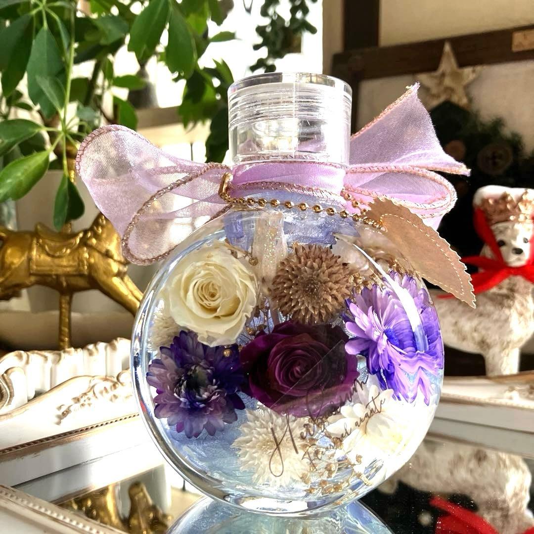◆ハーバリウム　381 紫色の大人bottle*.:。✿*゜ネコ瓶
