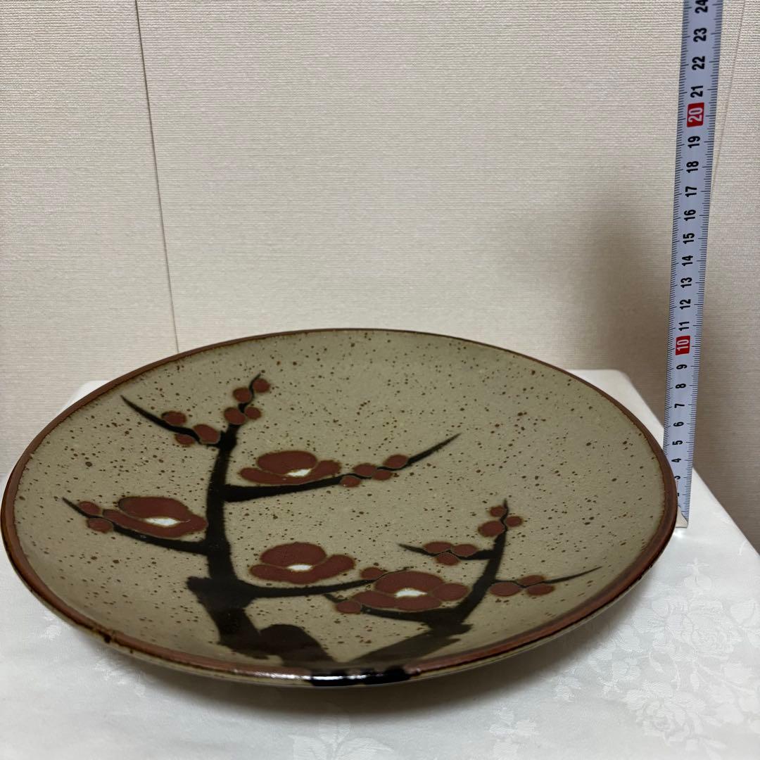 【未使用】益子焼 松竹梅 大皿　絵皿　3枚セット