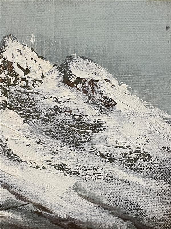 「真作」竹内敏彦『アルプス風景』風景画　油彩画　額装　サイン有り　F6号