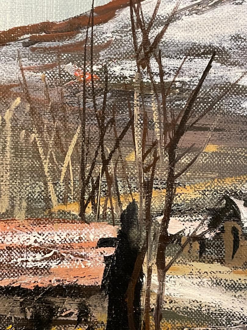 「真作」竹内敏彦『アルプス風景』風景画　油彩画　額装　サイン有り　F6号