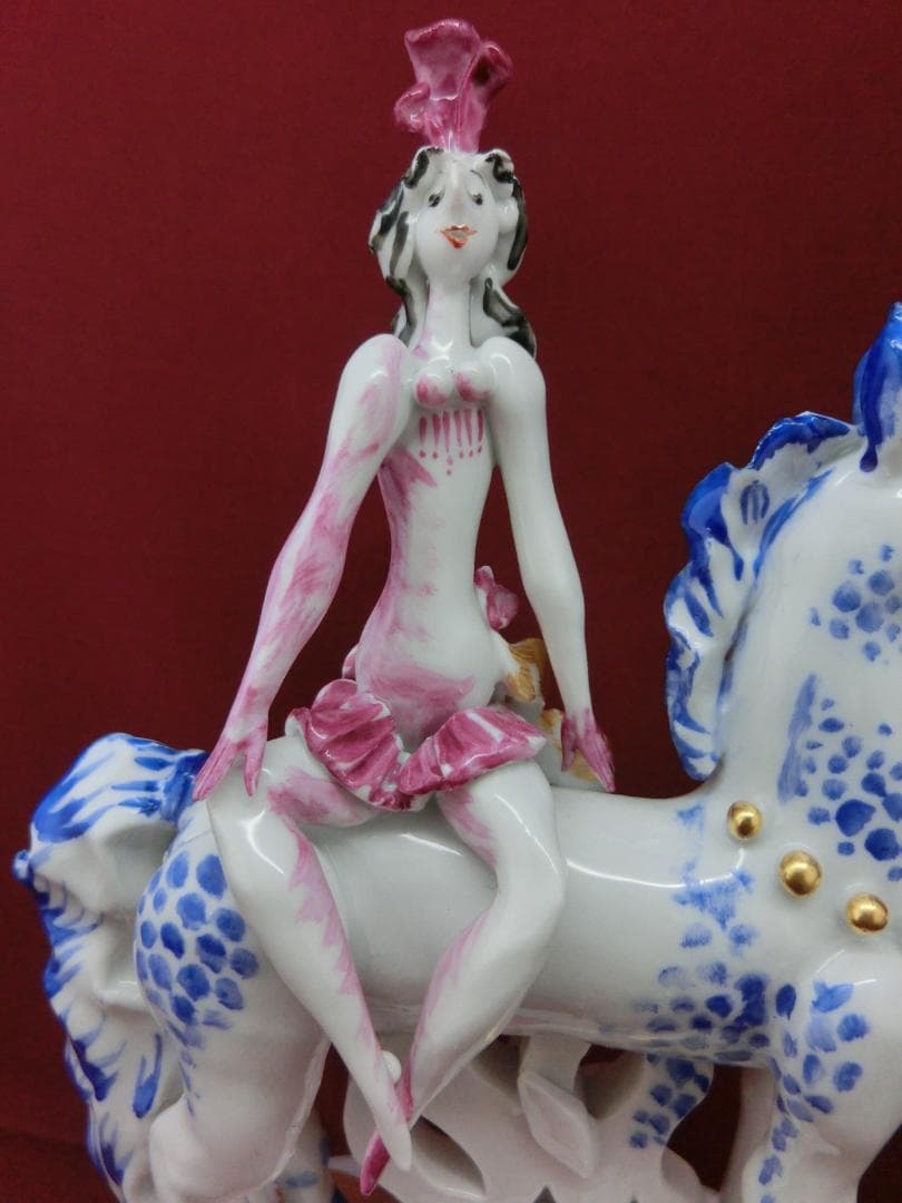 【マイセン】馬に乗る女性