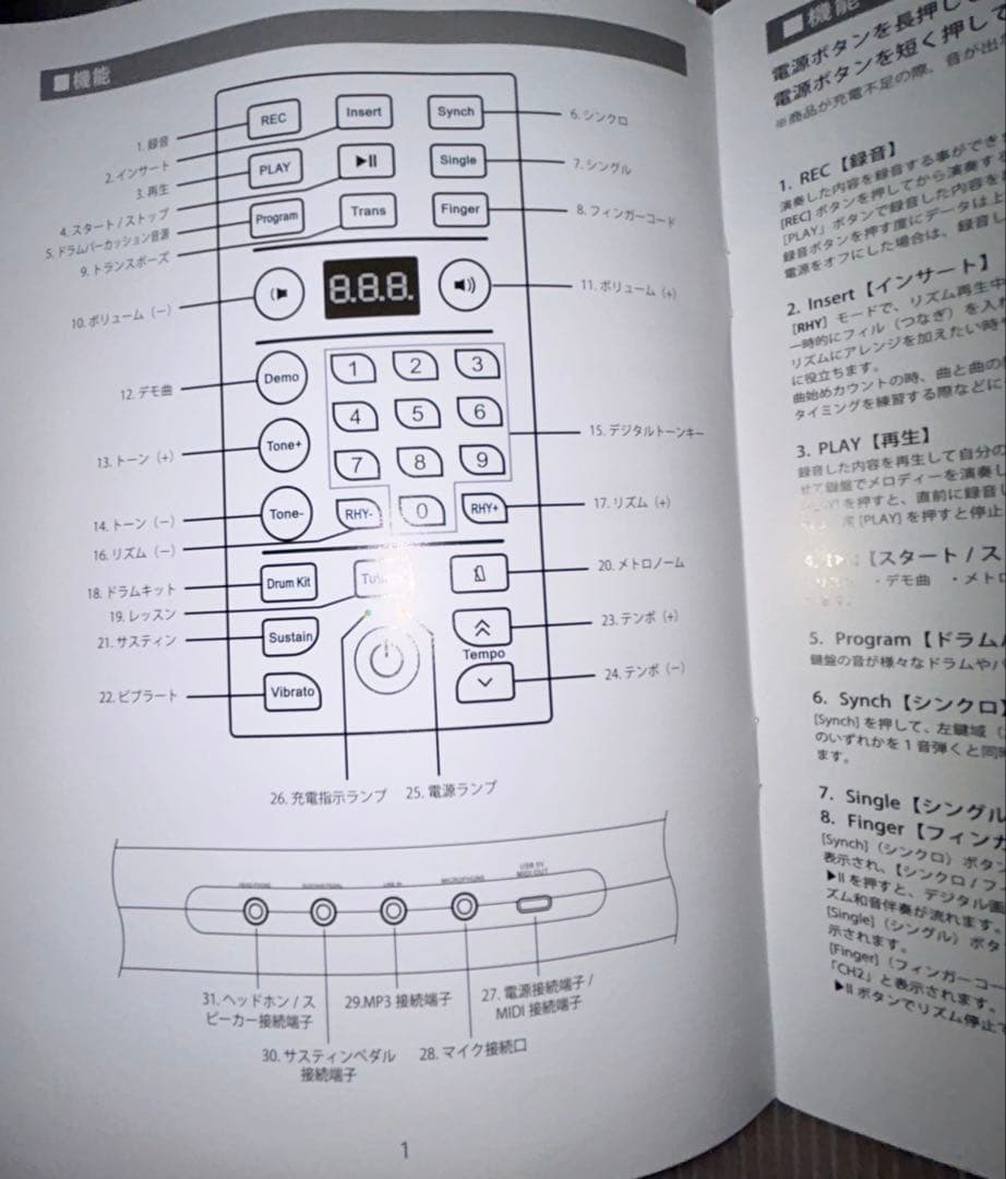 【美品】88鍵盤　CARINA ロールアップピアノ