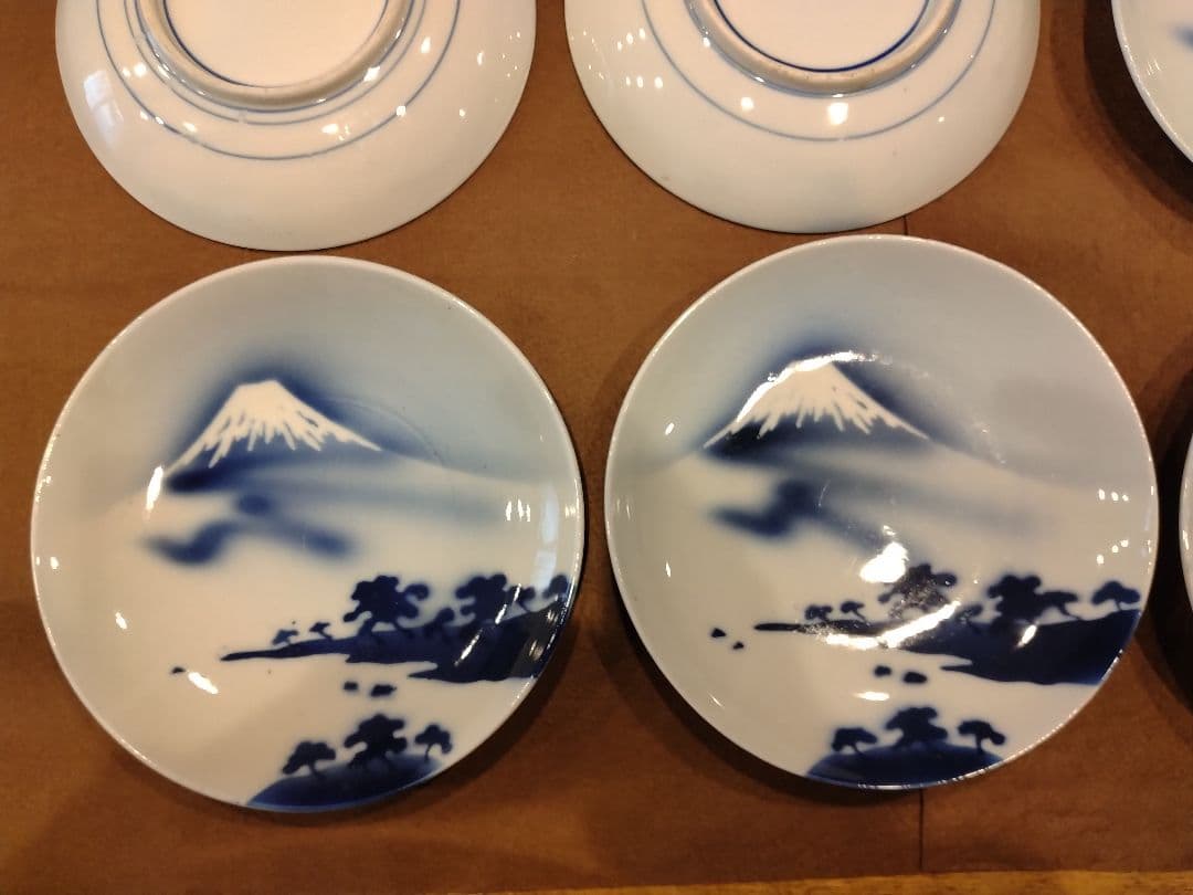 古伊万里　染付　富士山　7枚セット