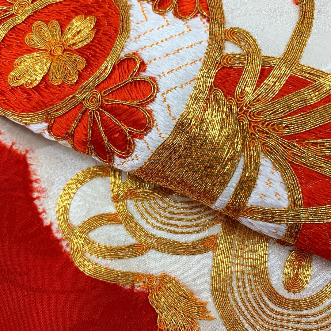 504agu4□七五三 三歳 女の子 着物&被布 金駒刺繍 絞り染め□状態良好