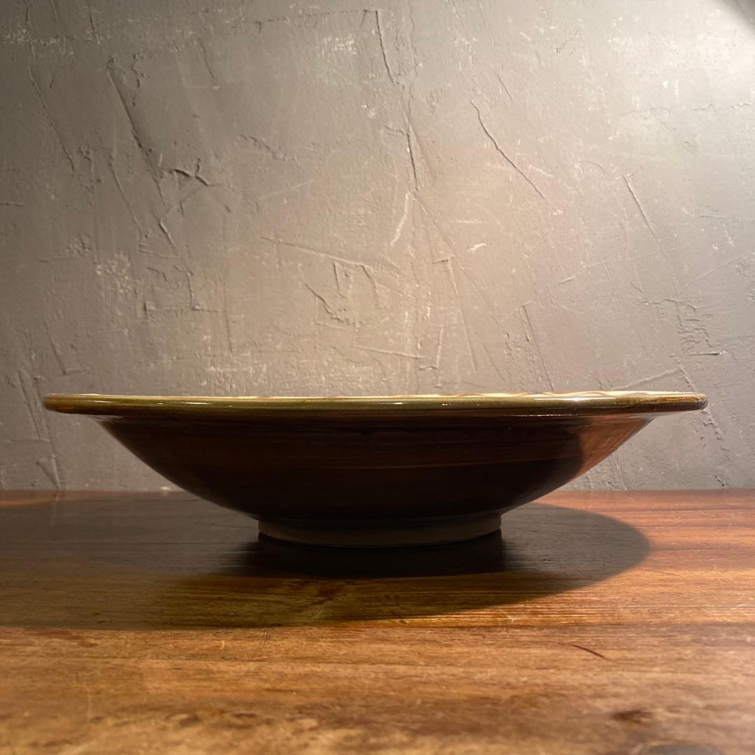 小鹿田焼 38.5cm大皿 未使用品 伝統工芸 飛び鉋 骨董品 まつうら