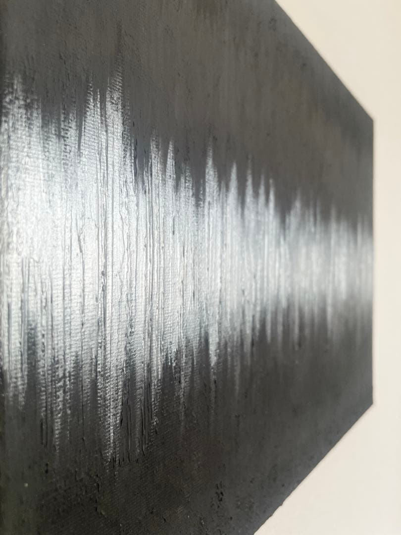 銀と黒の現代アート F4 ｜絵画　抽象画　テクスチャーアート　壁掛け　モダン