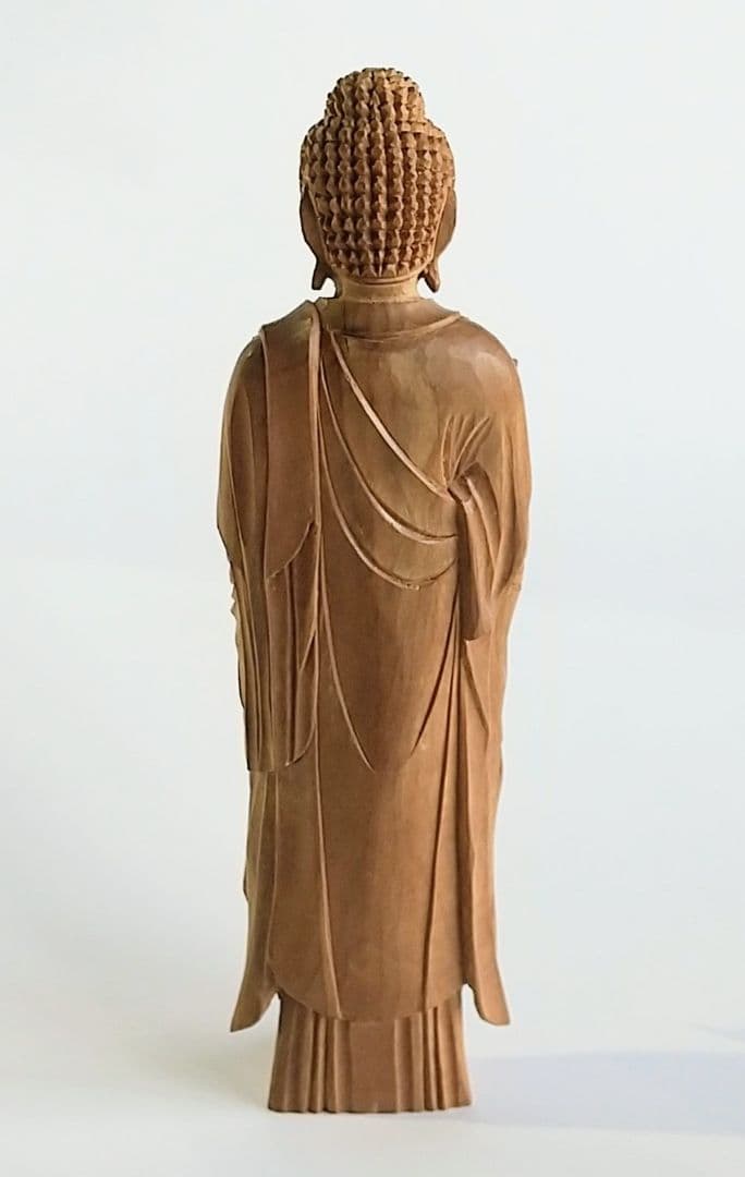 阿弥陀如来立像 4寸 像のみ #657 ◆白檀 木彫 仏像