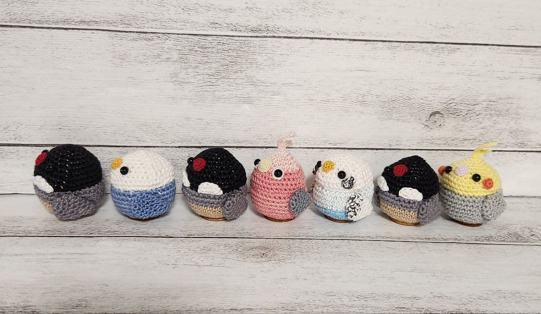 桜文鳥さんのポーチ×3&編みぐるみ♪