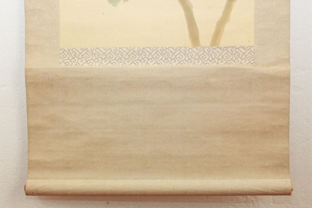 No5183掛軸　晴香　牡丹に雀　絹本　日本画　縁起物　花鳥図　古美術　送料無料