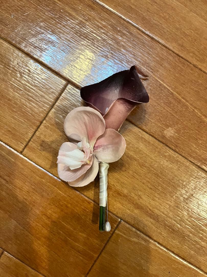 結婚式　バレリーナブーケ　ブートニア付き　アーティシャルフラワー