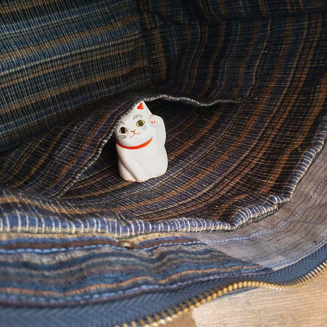 【ハンドメイド】帯リメイク◉紬トートバッグ(大)/絹/切り嵌め/ファスナー付き