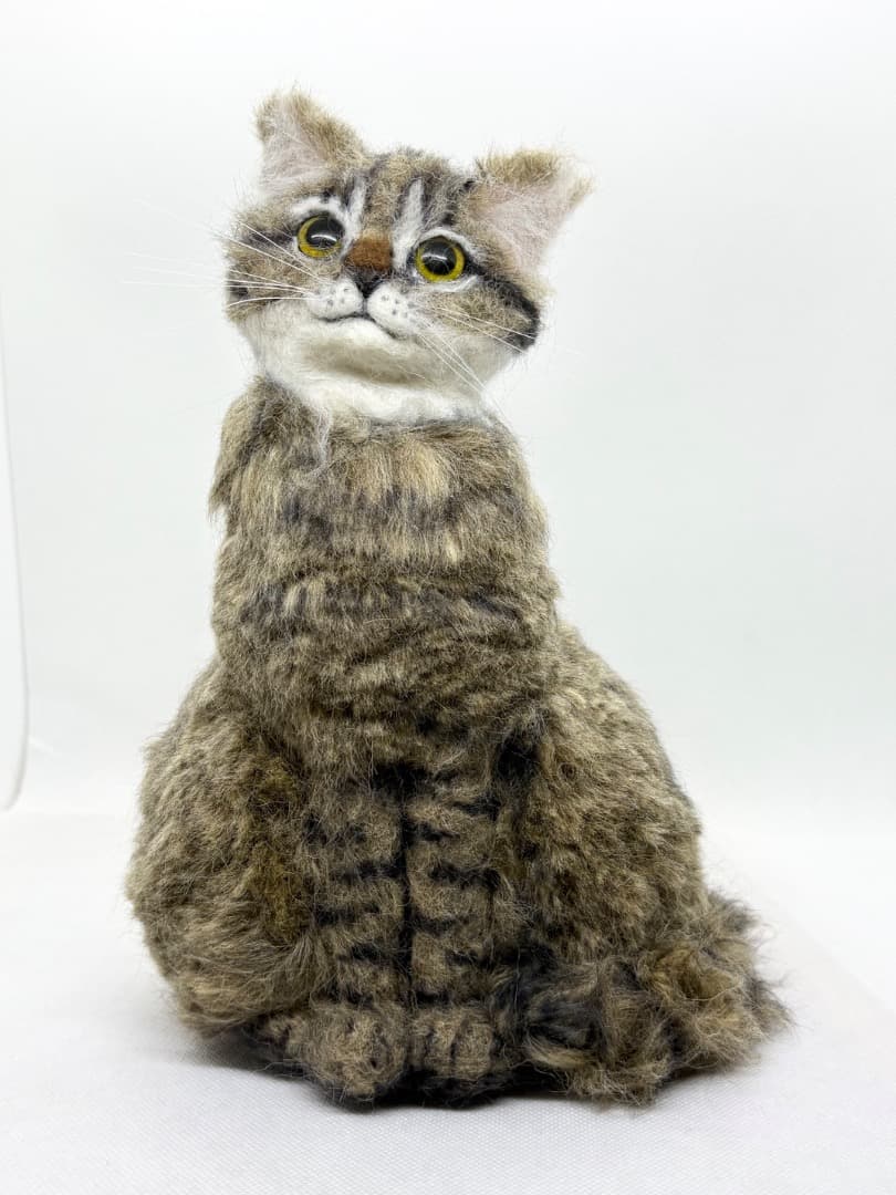 A猫 羊毛フェルト　キジトラ猫【ハンドメイド 猫