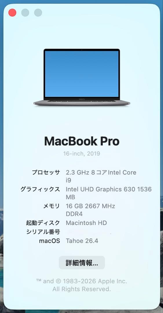 高性能❗️MacBook Pro 2019 16in i9&16&1TB Win