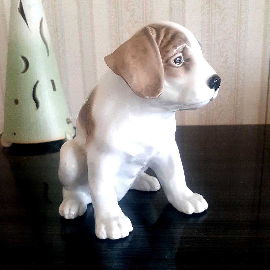 骨董品 犬の陶器置物 白茶