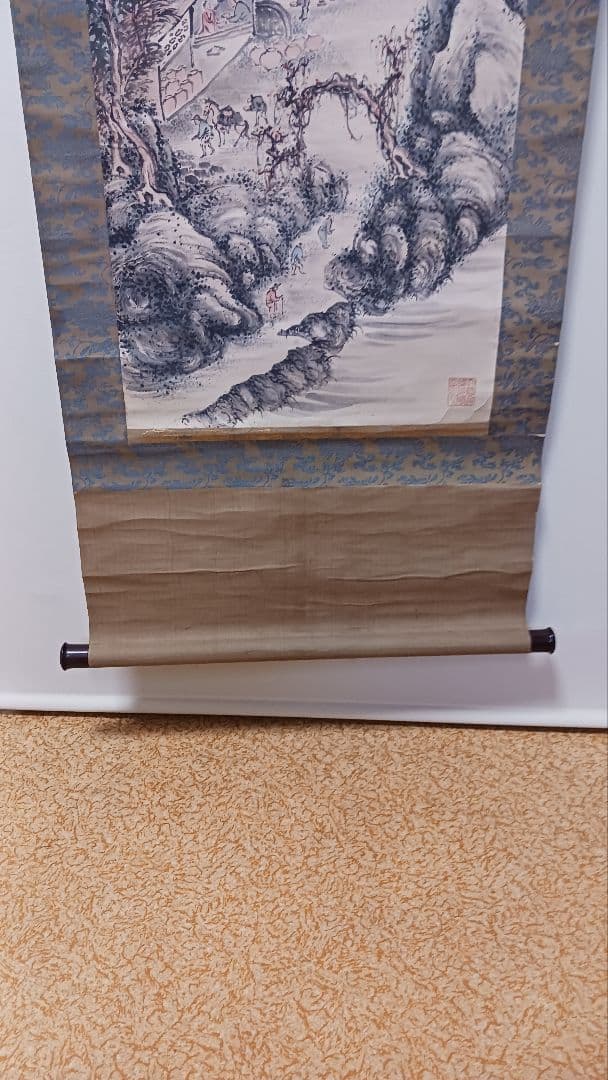 掛軸　肉筆　青木木米　聾米　山水図　紙本着色　古美術　骨董