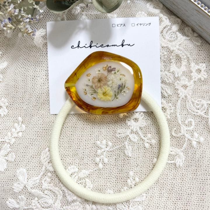 ハンドメイド　レジン　お花　ヘアゴム　ポニーフック　ブローチ　no.188