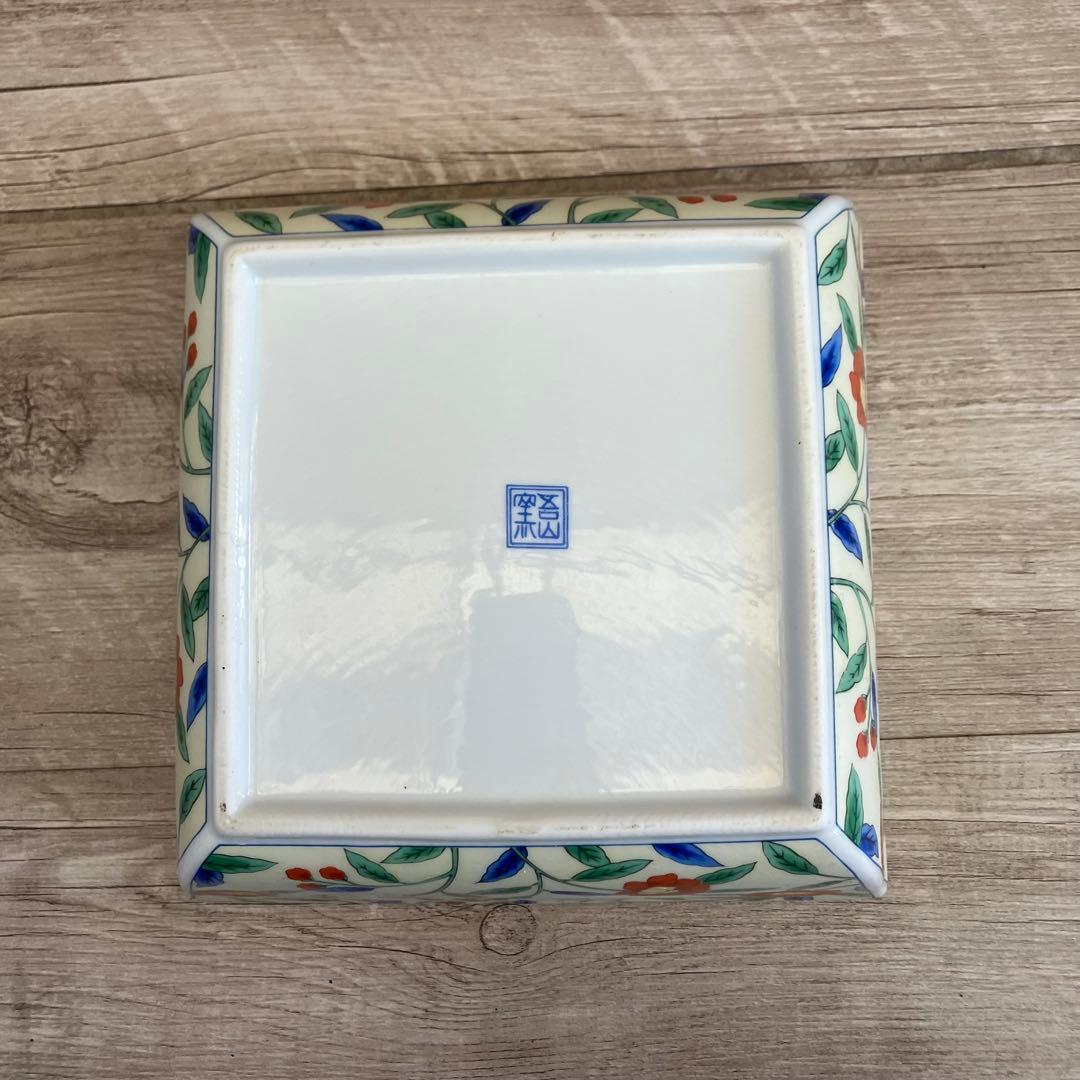 E-2 美濃焼 吾山窯 角鉢 3客セット 色絵 花鳥文 盛り鉢 盛付皿 和食器