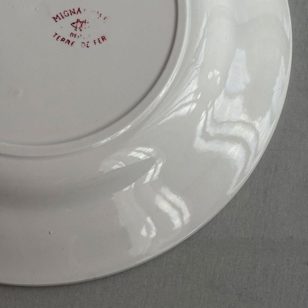 美品 フランスアンティーク クレイユエモントロー 赤い花模様のディナープレートC