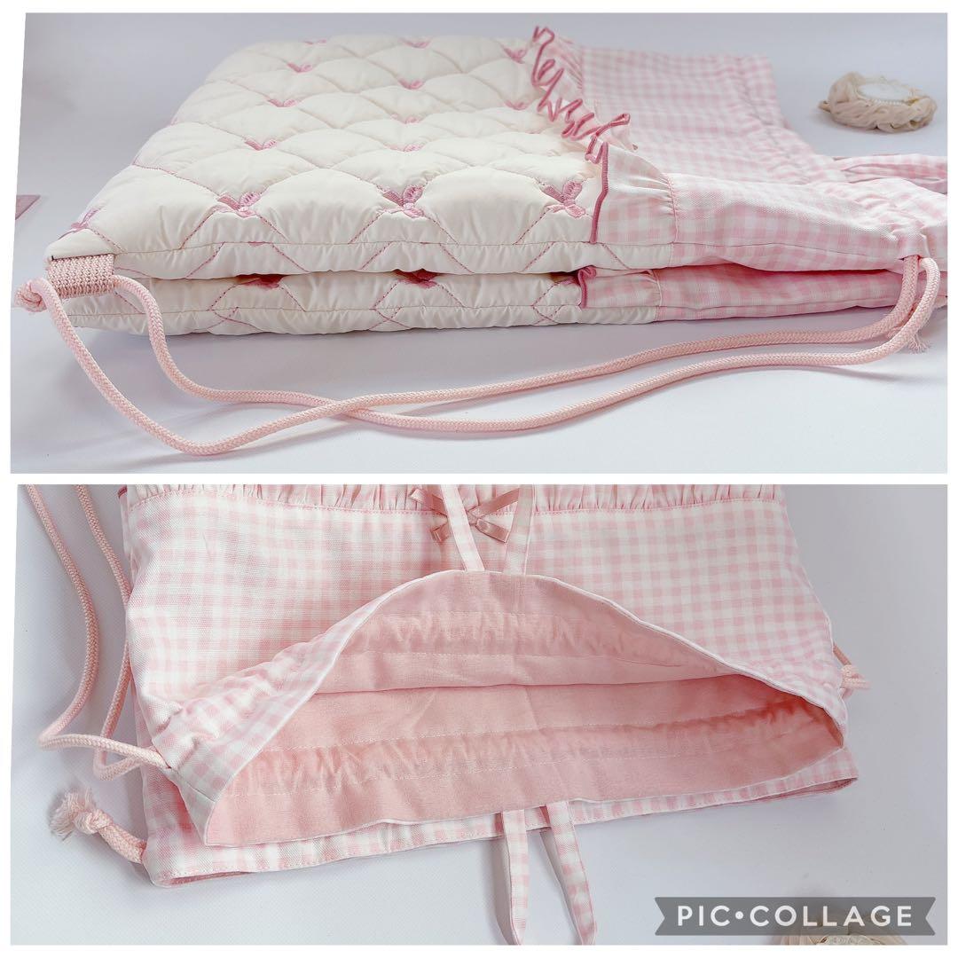 a♡プロフィール必読様　レッスンバッグ　上履き袋　ヌビ　キルト　りぼん　刺繍生地