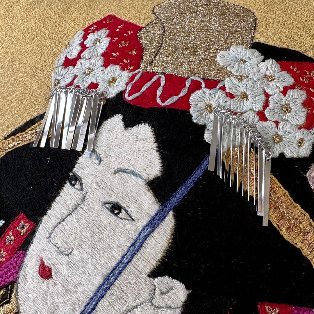 羽子板 刺繍 ハンドメイド 縁起物 歌舞伎 飾り物 伝統工芸 華やか お正月