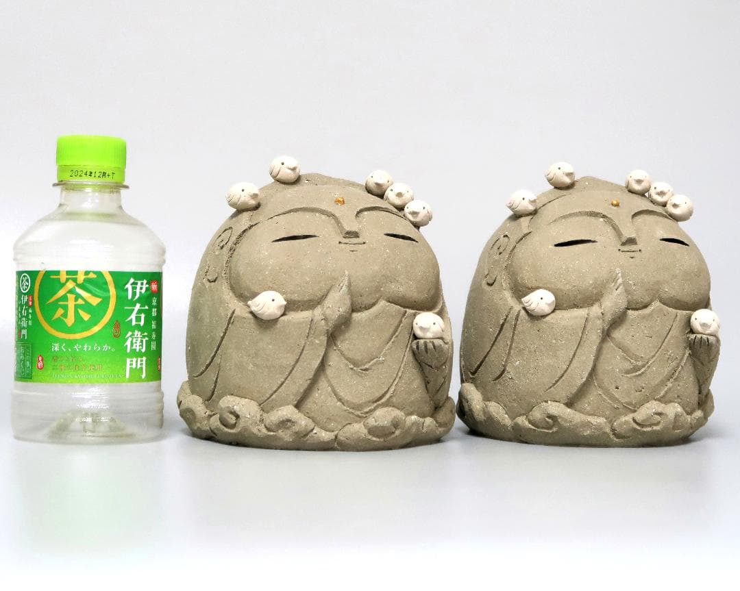 【陶器のお地蔵さま 2体】 お地蔵様 地蔵 陶器 陶製 置物 フィギュア 人形