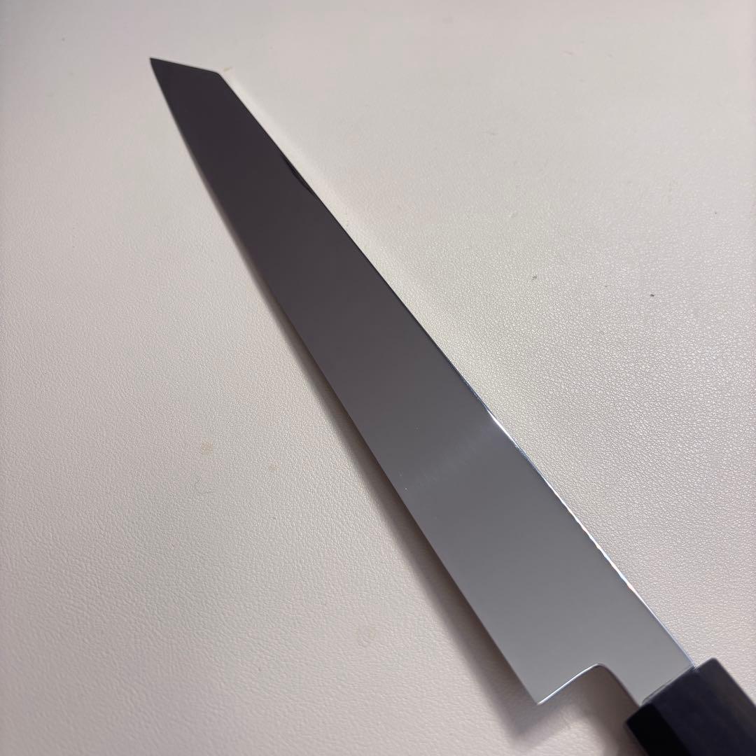 【特価限定】270mm 切付柳刃包丁 鏡面　黒檀八角柄 刺身包丁 「全鋼」'ᙀ