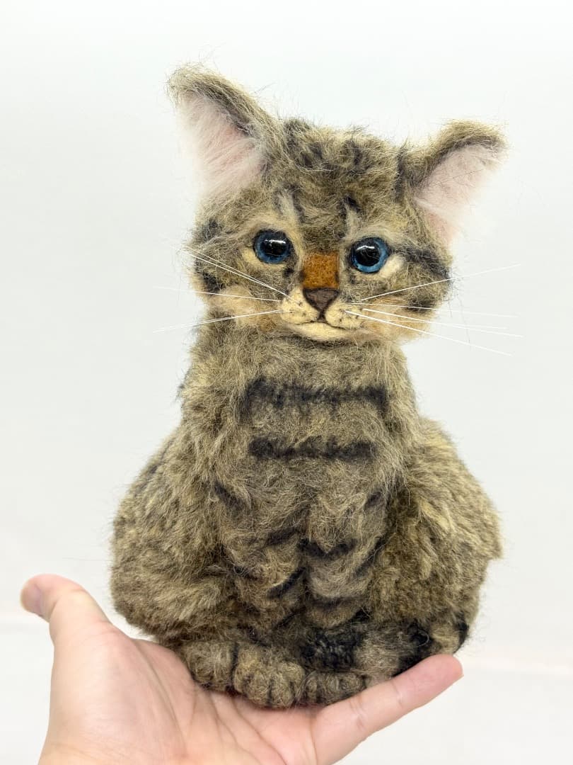 A猫 羊毛フェルト　キジトラの子猫【ハンドメイド 猫