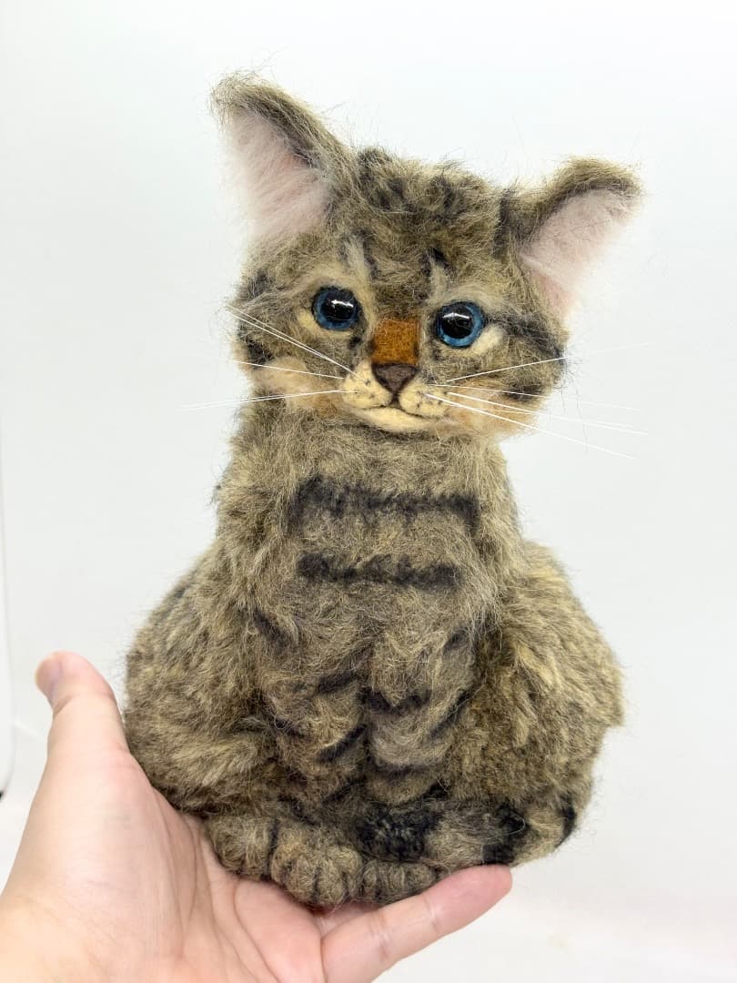 A猫 羊毛フェルト　キジトラの子猫【ハンドメイド 猫