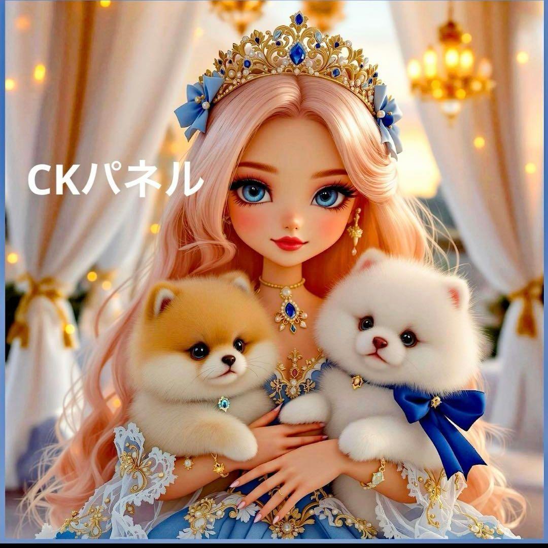 激レアポメラニアンと女の子パネル生地　ハンドメイド