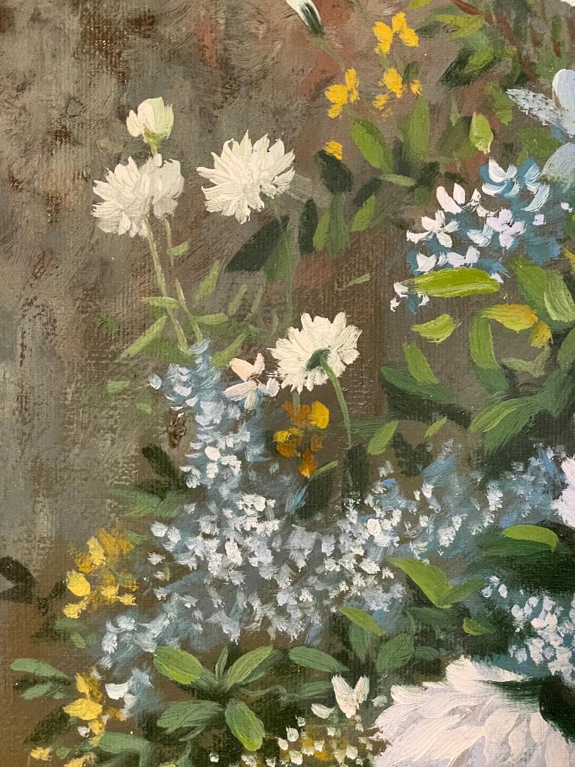 「模写」作者不明『春の花束』静物画　油彩画　額装　サイン有り　F6号