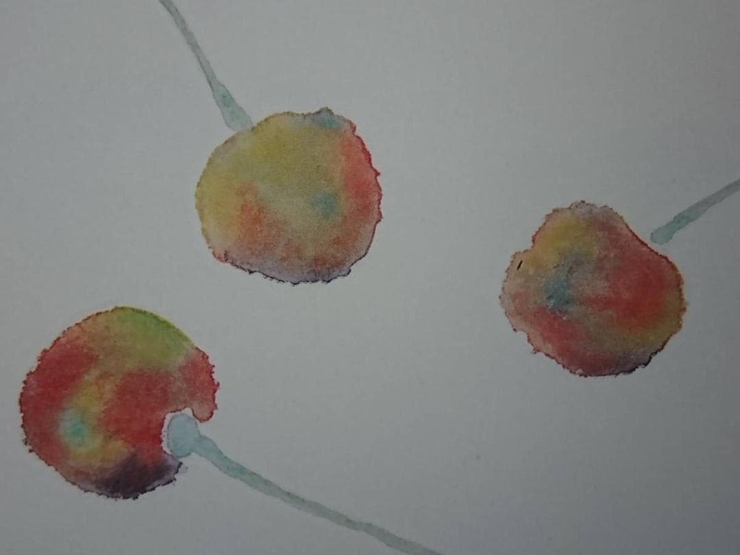 片岡 鶴太郎、【三つのさくらんぼ】、希少画集画、状態良好、四季、自然