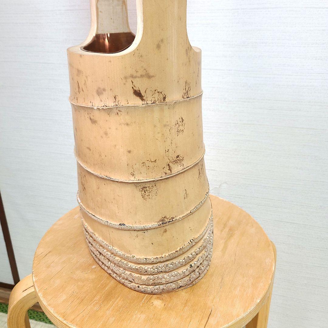 竹二重切 花器 華道具 根付竹製 花瓶 花器 華道 生け花 筒型 根付 竹細工
