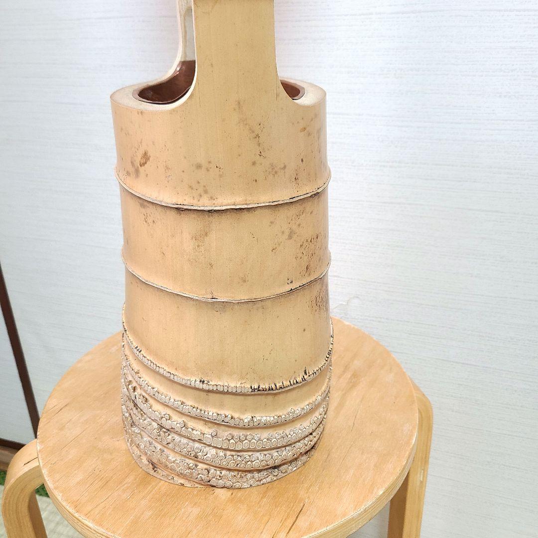 竹二重切 花器 華道具 根付竹製 花瓶 花器 華道 生け花 筒型 根付 竹細工