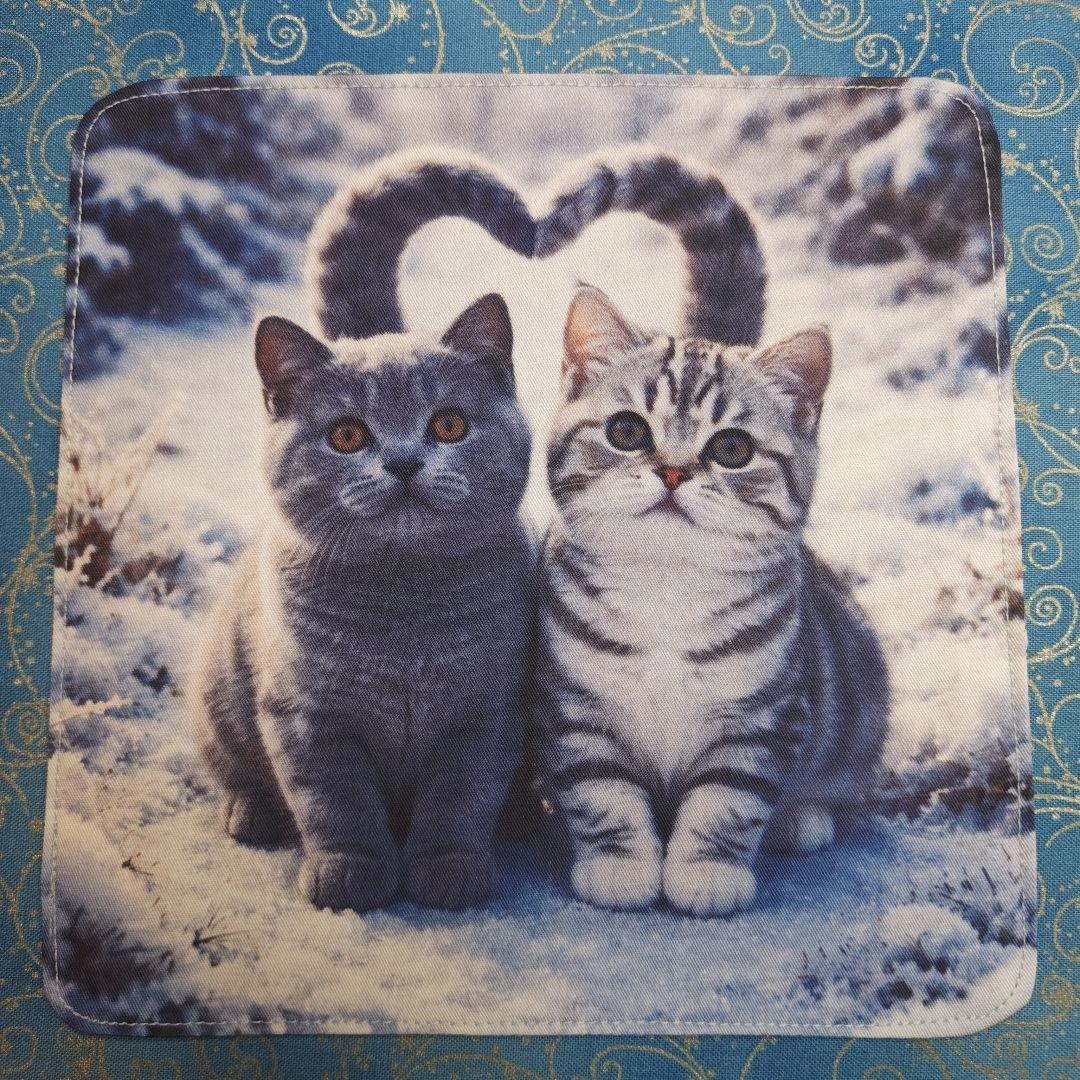 チョコ　ハンカチ　ねこちゃん柄　ハンドメイド3/11