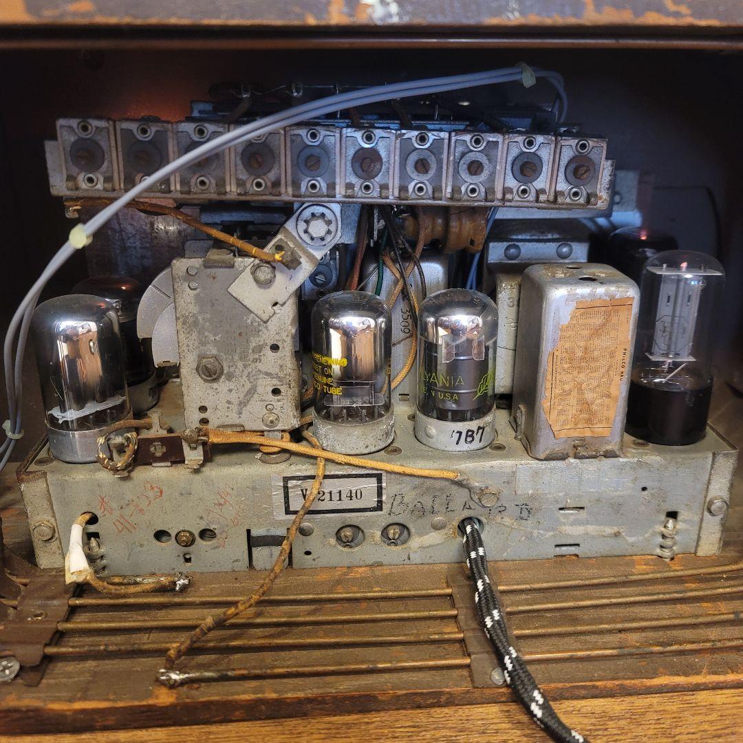 美品 アメリカ ヴィンテージPHILCO 木製真空管 ラジオ インテリア 実働