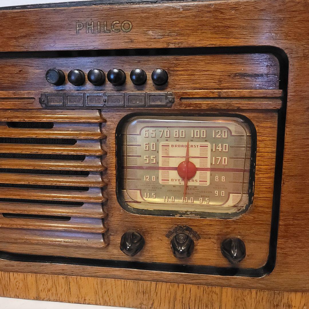 美品 アメリカ ヴィンテージPHILCO 木製真空管 ラジオ インテリア 実働