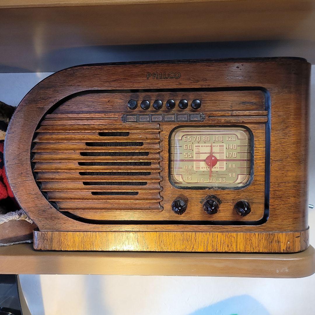美品 アメリカ ヴィンテージPHILCO 木製真空管 ラジオ インテリア 実働