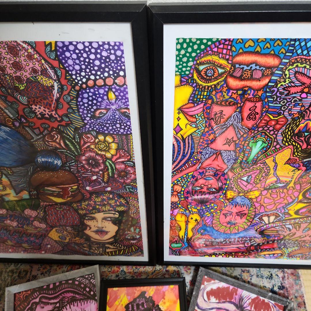 カラフルなポップアート絵画5点セット