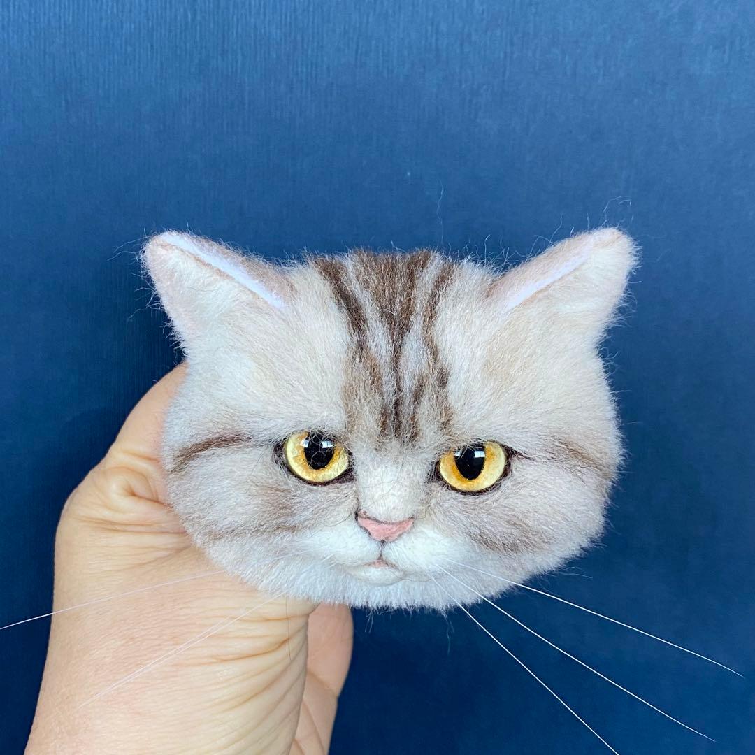 【今月の推し猫】羊毛フェルトブローチ リアル可愛いアメリカンショートヘアー
