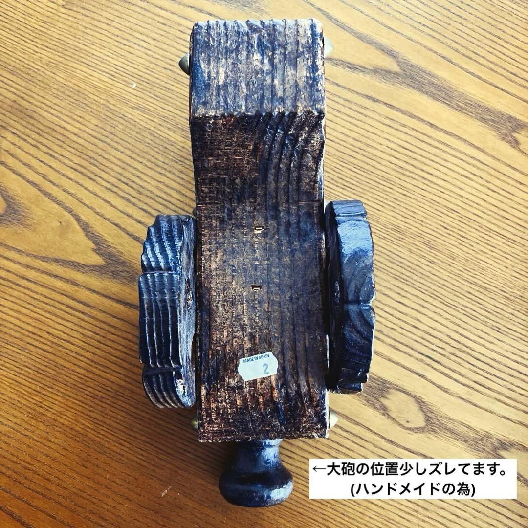 【希少品】スペイン 彫刻 木製 大砲 置物 ヴィンテージ レトロ レア 入手困難
