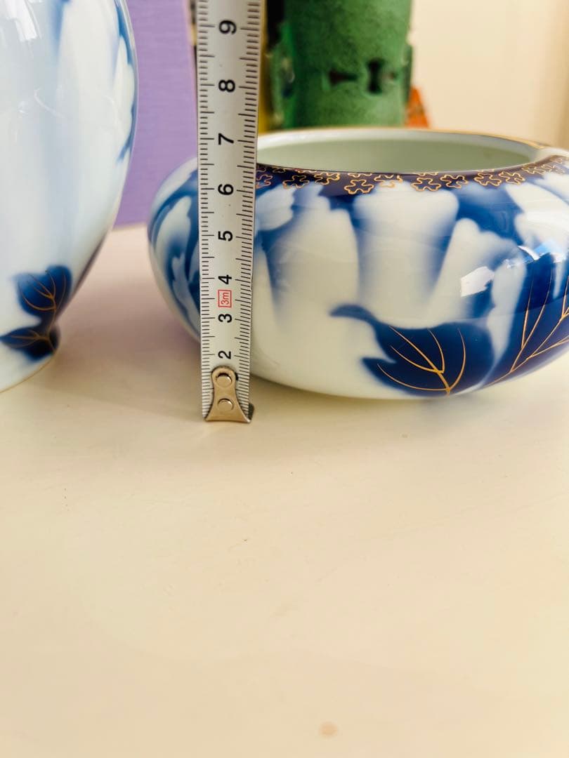 未使用保管品　深川製磁　牡丹金ミル　ぼたん　花瓶　灰皿　セット
