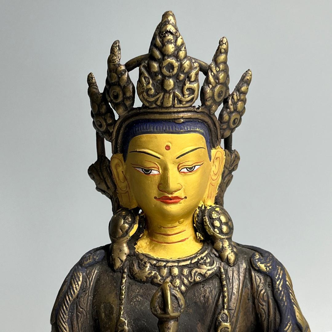 銅金観音菩薩坐像 塗金仏 鍍金仏 チベット仏教 仏教美術 仏像 中国古玩美術