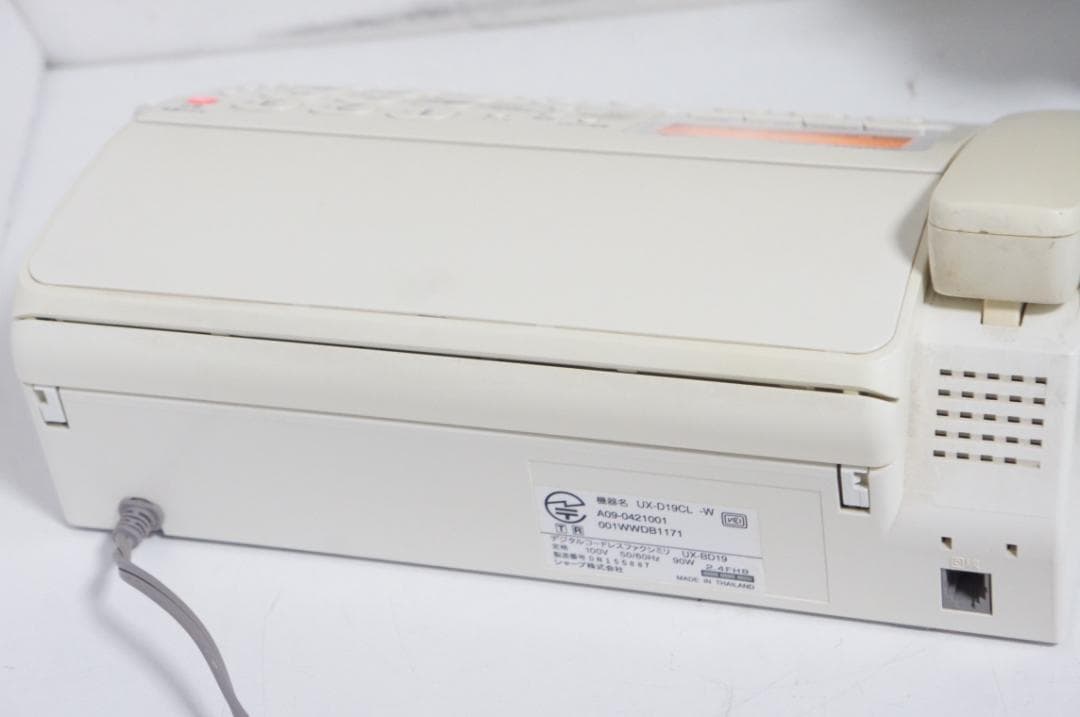 保証☆シャープ 電話機付きファックスFAX UX-D19cl wh 604