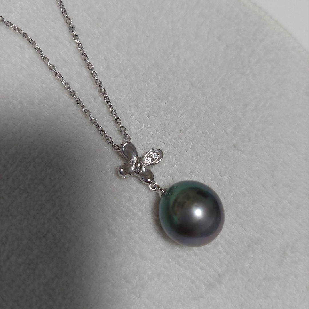 新品　大粒　南洋真珠14～15ミリ　　照り巻き抜群　　ピーコックカラーペンダント